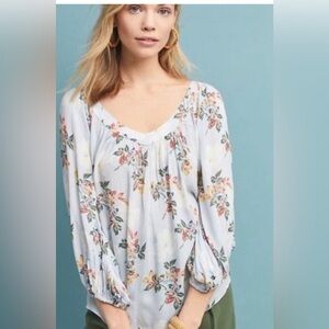 Anthropologie Maeve Boswell striped floral blouse 8